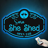 Custom Metal She Shed Sign with Led Lights - She Shed Wall Decor Craft Room Decor - Open 24 Hours - Women Cave Sign | GearViral