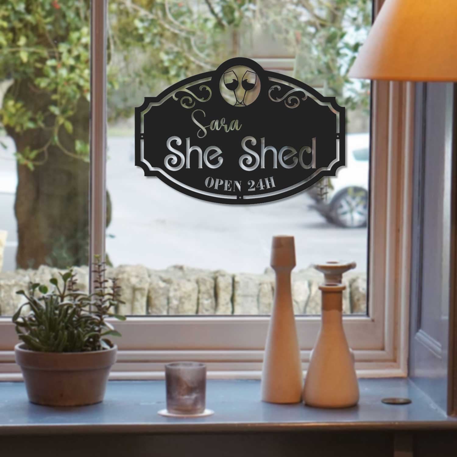 Custom Metal She Shed Sign with Led Lights - She Shed Wall Decor Craft Room Decor - Open 24 Hours - Women Cave Sign | GearViral