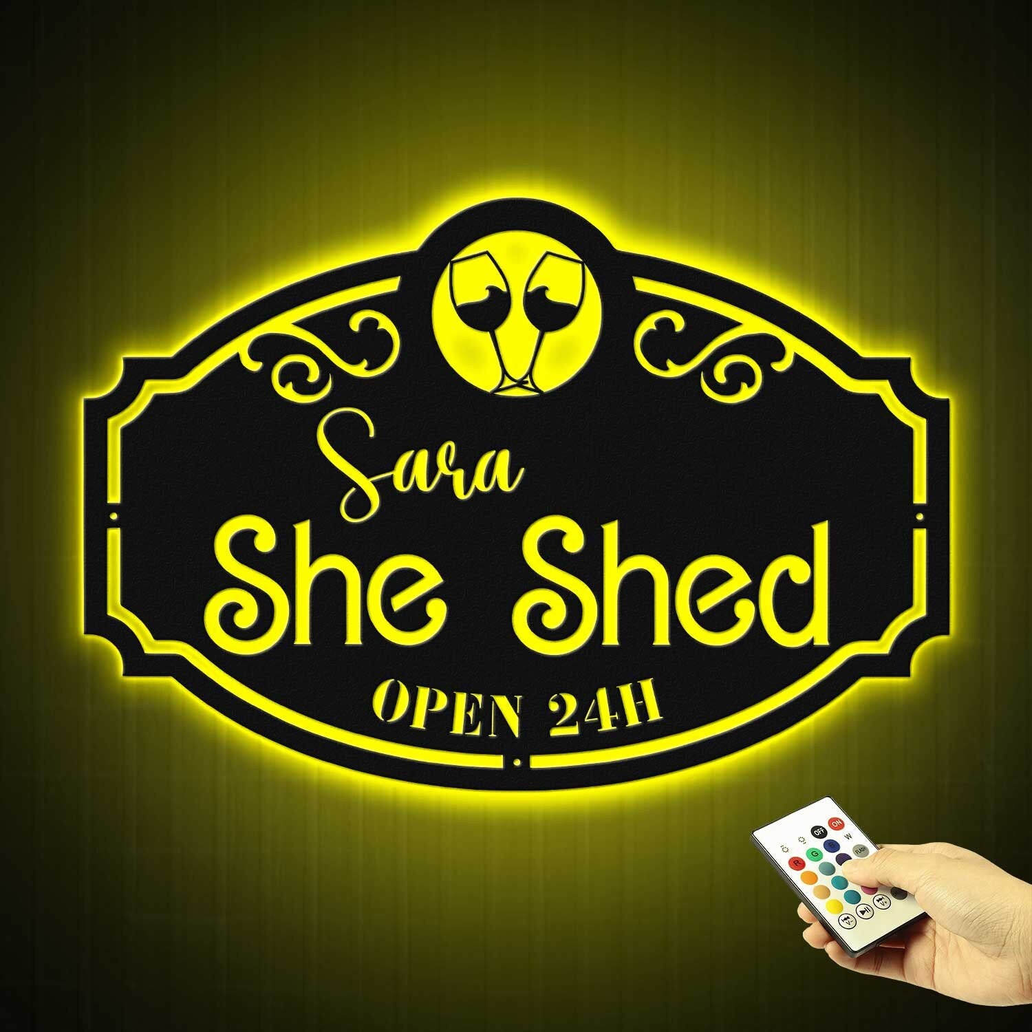 Custom Metal She Shed Sign with Led Lights - She Shed Wall Decor Craft Room Decor - Open 24 Hours - Women Cave Sign | GearViral