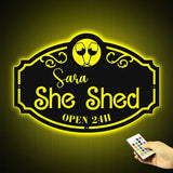 Custom Metal She Shed Sign with Led Lights - She Shed Wall Decor Craft Room Decor - Open 24 Hours - Women Cave Sign | GearViral