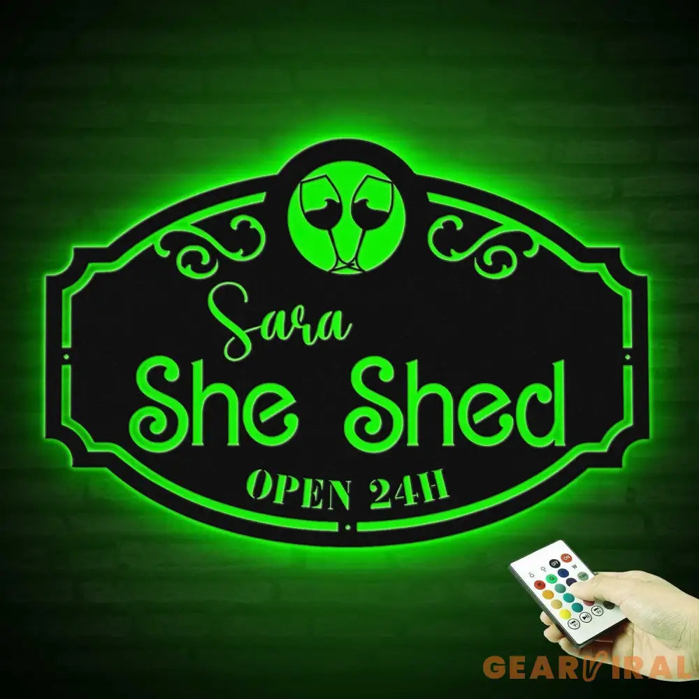 Custom Metal She Shed Sign with Led Lights - She Shed Wall Decor Craft Room Decor - Open 24 Hours - Women Cave Sign