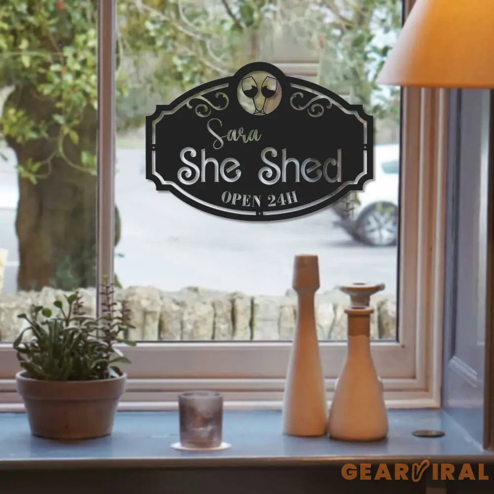 Custom Metal She Shed Sign with Led Lights - She Shed Wall Decor Craft Room Decor - Open 24 Hours - Women Cave Sign