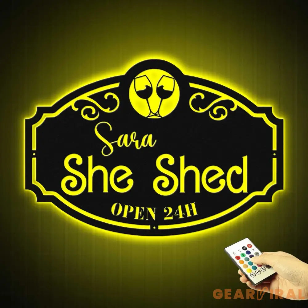 Custom Metal She Shed Sign with Led Lights - She Shed Wall Decor Craft Room Decor - Open 24 Hours - Women Cave Sign