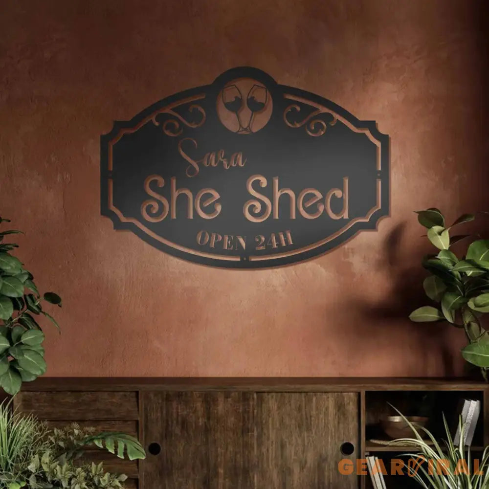 Custom Metal She Shed Sign with Led Lights - She Shed Wall Decor Craft Room Decor - Open 24 Hours - Women Cave Sign