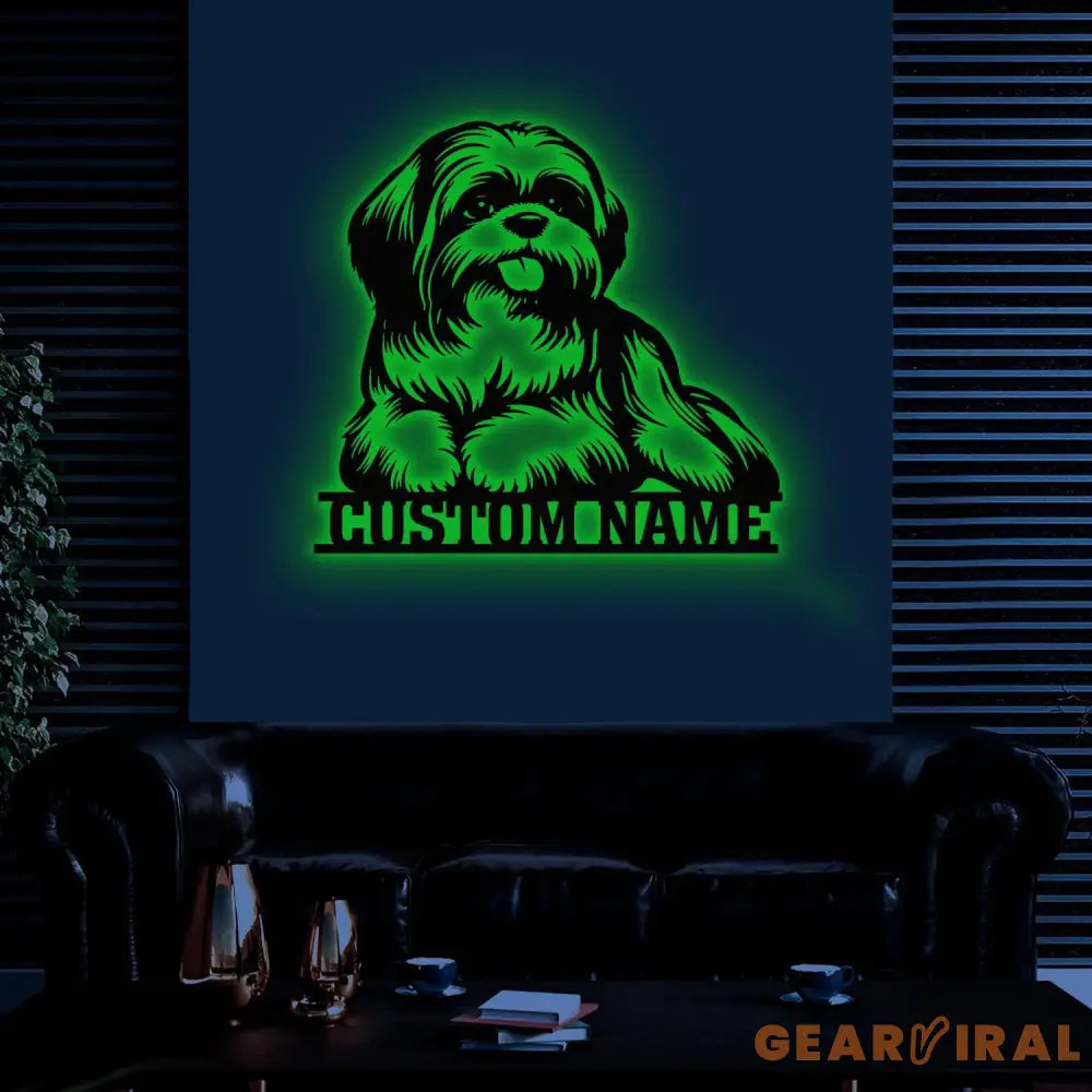 Custom Metal Shih Tzu Sign with Led Light Shih Tzu Family Name Gift Gift For Dog Lover Dog Monogram Metal Sign Dog Mom