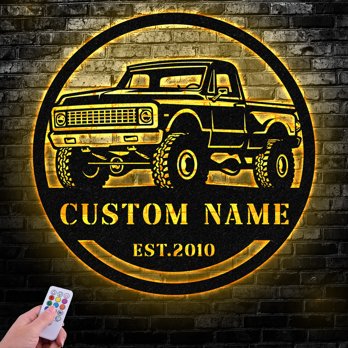 Custom Metal Truck Driver Metal Wall Art LED Light, Personalized Trucker Name, Personalized Man Cave Named Wall Art Decor