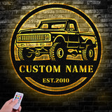 Custom Metal Truck Driver Metal Wall Art LED Light, Personalized Trucker Name, Personalized Man Cave Named Wall Art Decor