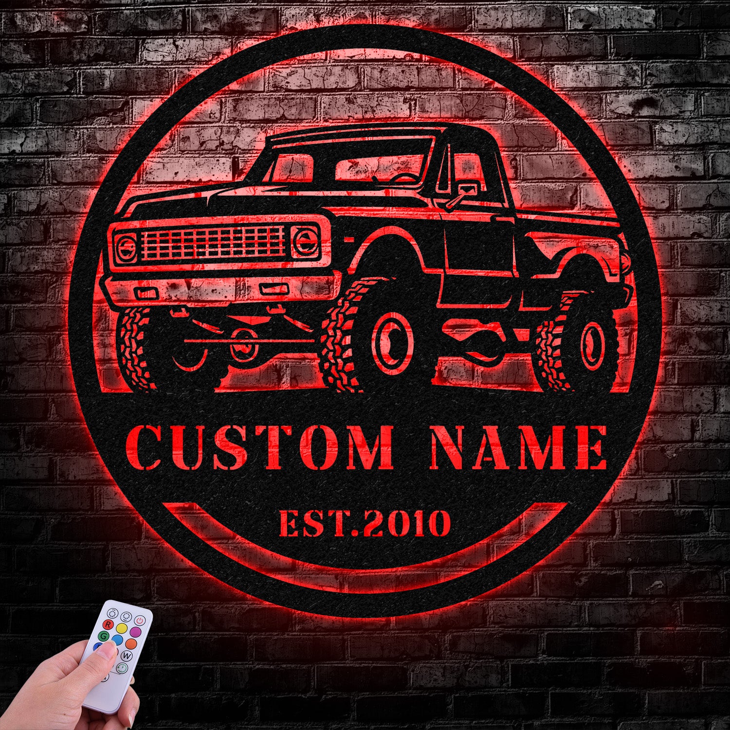 Custom Metal Truck Driver Metal Wall Art LED Light, Personalized Trucker Name, Personalized Man Cave Named Wall Art Decor