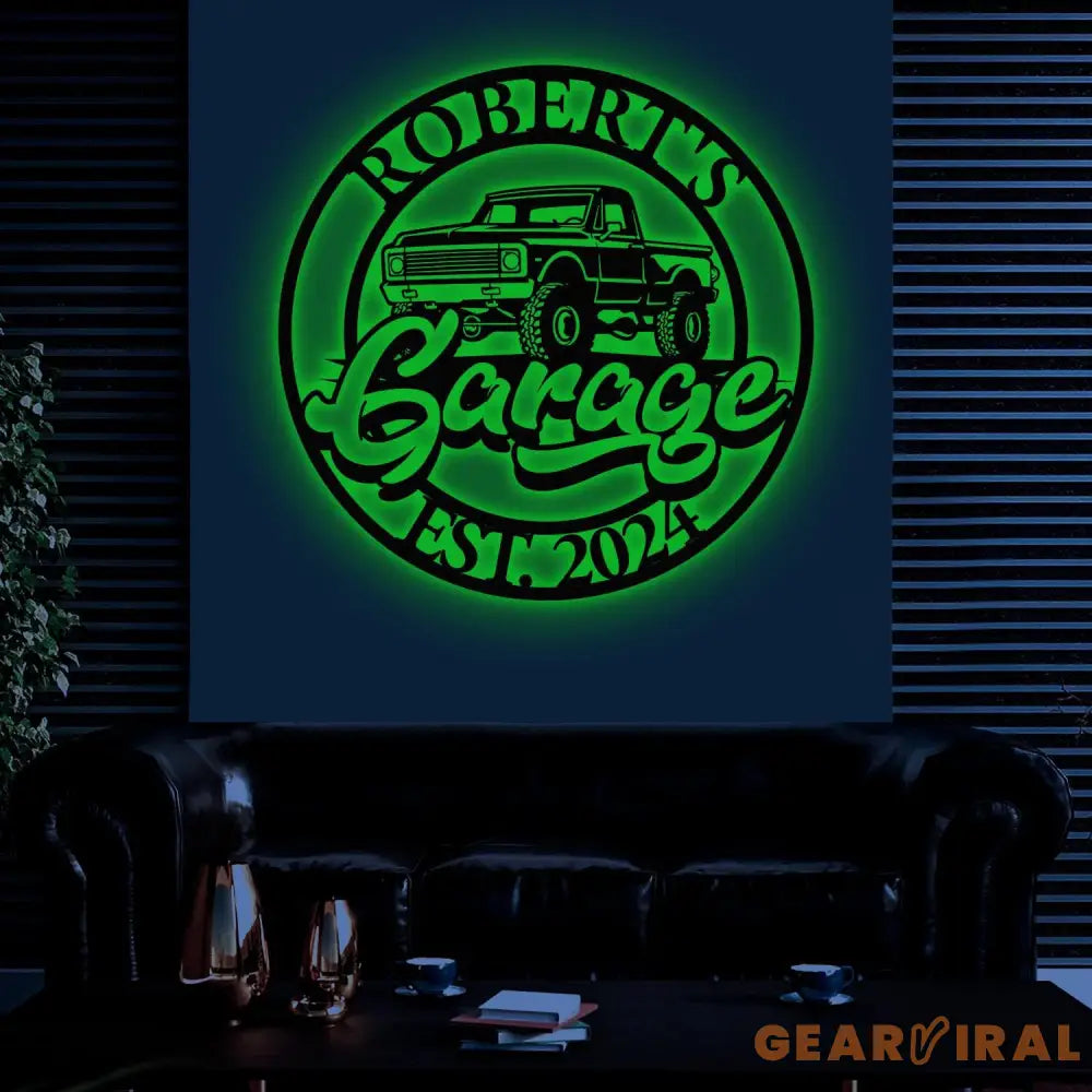 Custom Metal Truck Garage Signs with Led Light Man Cave Named Wall Art Deco Metal Garage Wall Art Dad’s Gift for