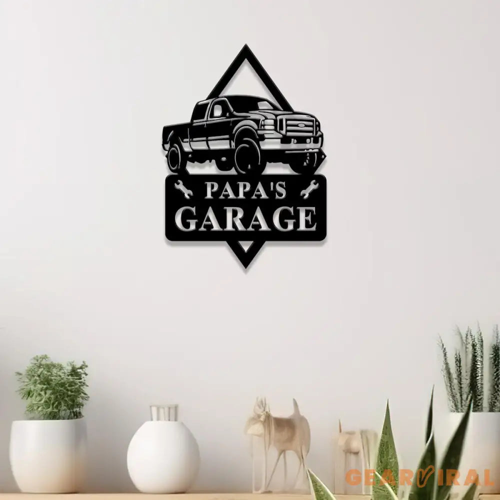 Custom Metal Truck Garage Signs with Led Light Man Cave Named Wall Art Deco Metal Garage Wall Art Dad’s Gift for