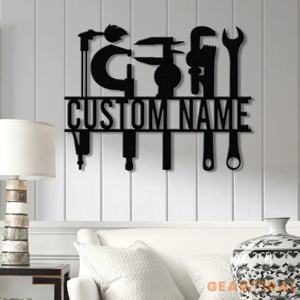 Custom Millwright Metal Wall Art LED Light Personalized Maintenance Sign Workshop Decor Mechanic Tool Name Sign Garage