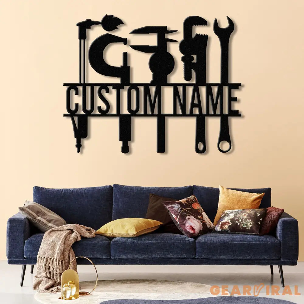 Custom Millwright Metal Wall Art LED Light Personalized Maintenance Sign Workshop Decor Mechanic Tool Name Sign Garage