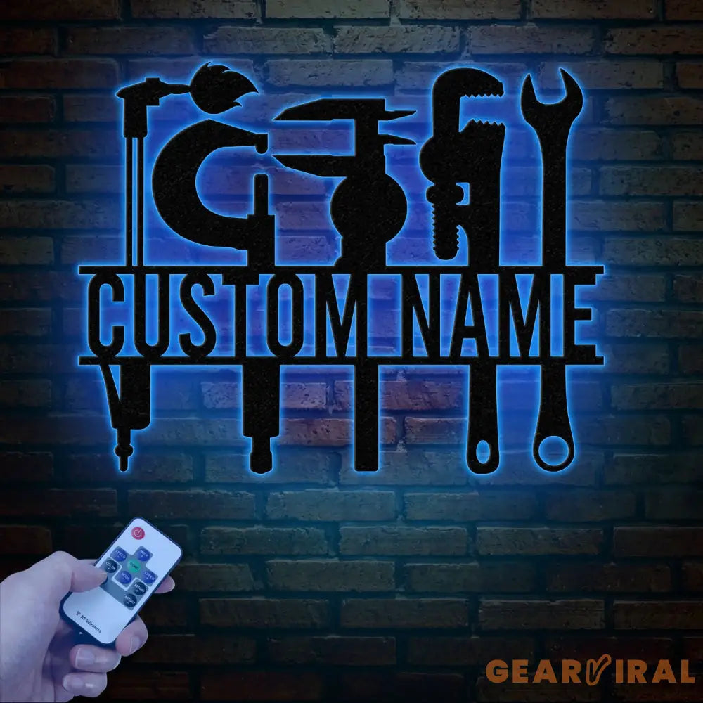 Custom Millwright Metal Wall Art LED Light Personalized Maintenance Sign Workshop Decor Mechanic Tool Name Sign Garage