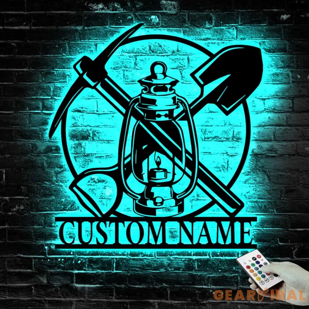 Custom Miner Name Sign Home Decor LED Light Personalized Coal Mining Metal Wall Art Mine Man Cave Decoration Birthday