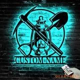 Custom Miner Name Sign Home Decor LED Light Personalized Coal Mining Metal Wall Art Mine Man Cave Decoration Birthday