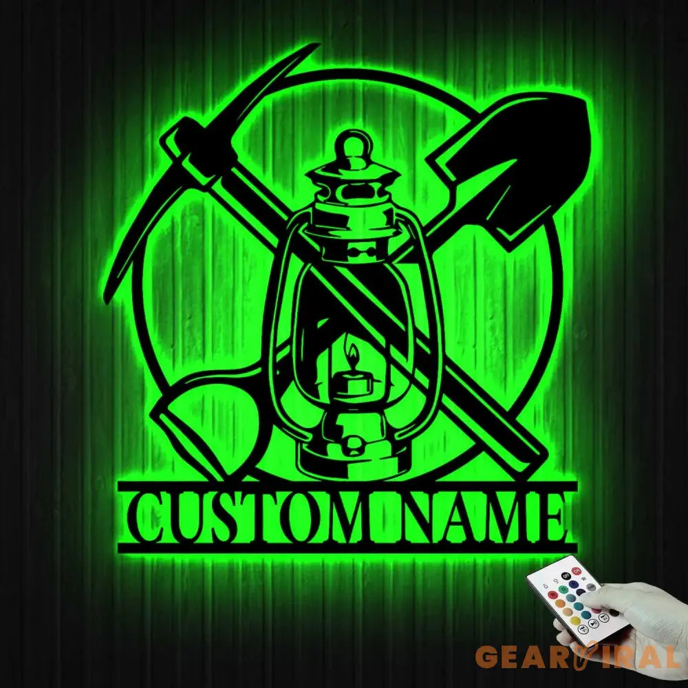 Custom Miner Name Sign Home Decor LED Light Personalized Coal Mining Metal Wall Art Mine Man Cave Decoration Birthday