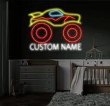 Custom Monster Truck Neon Sign Trucker Name Neon Sign Personalized Truck Neon Sign Handmade LED Light Kids Room Decor