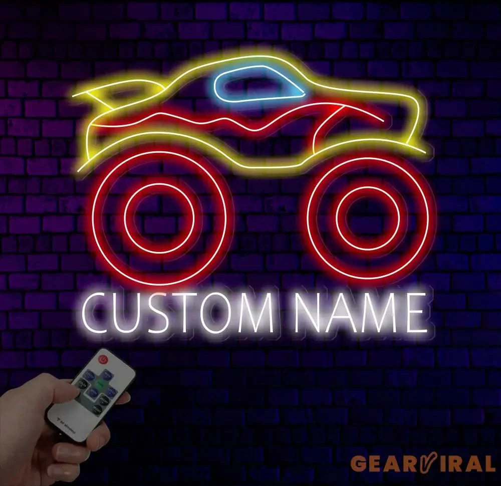 Custom Monster Truck Neon Sign Trucker Name Neon Sign Personalized Truck Neon Sign Handmade LED Light Kids Room Decor