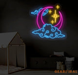 Custom Moon Cloud Star Neon Sign - Handmade LED Art Light White Vibes Wall Decor Personalized Neon Light for Home or