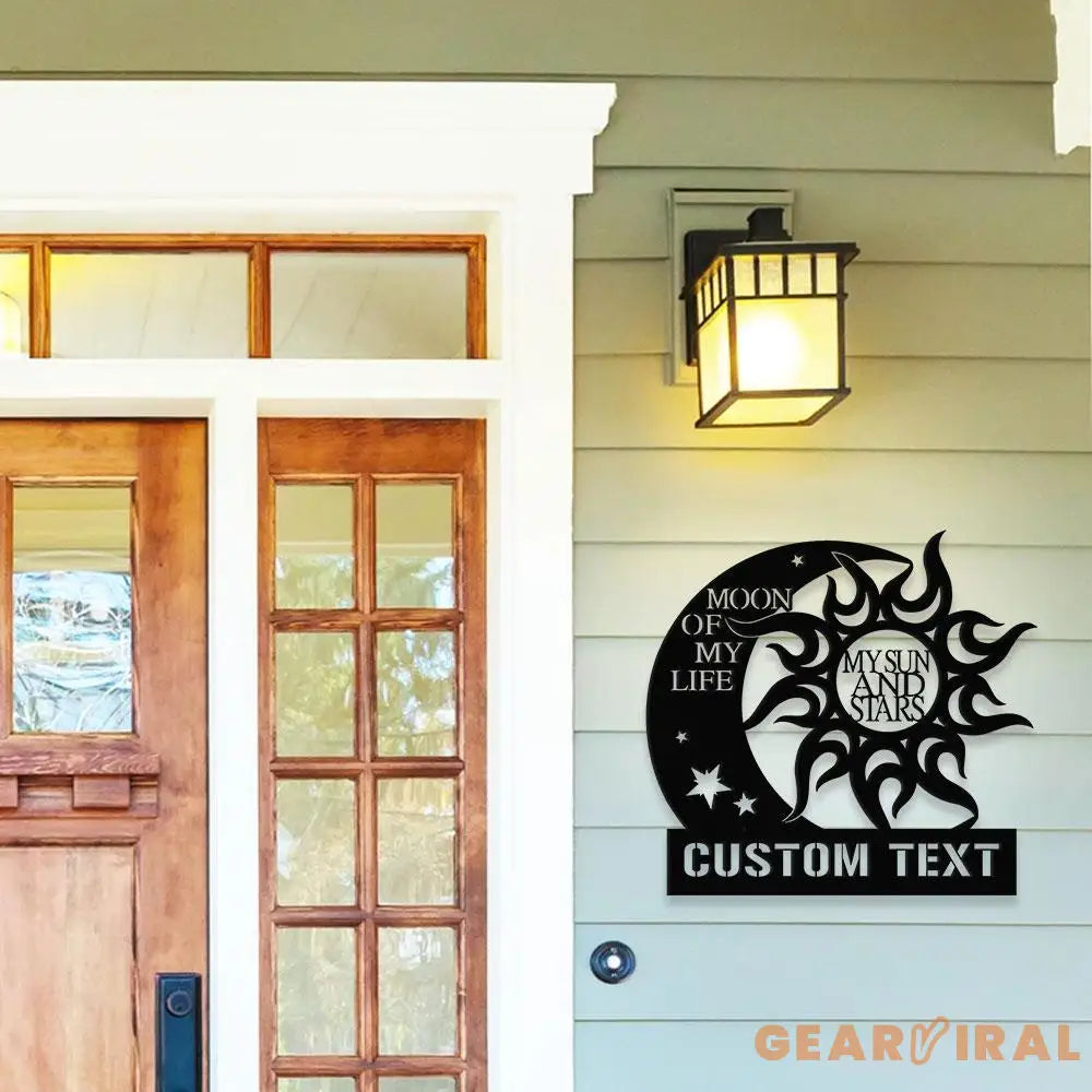 Custom Moon Sun Metal LED Sign Personalized Family Name Led Metal Sign Outdoor Door Decor Address Wall Art Perfect Gift