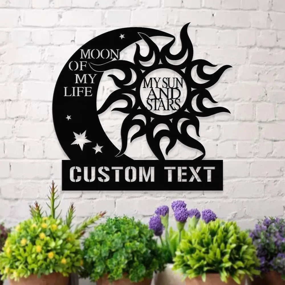 Custom Moon Sun Metal LED Sign Personalized Family Name Led Metal Sign Outdoor Door Decor Address Wall Art Perfect Gift