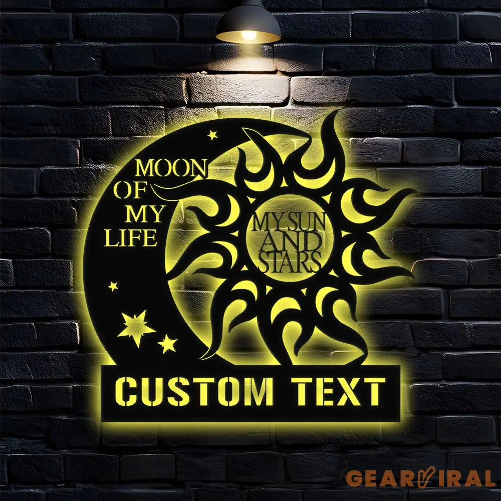 Custom Moon Sun Metal LED Sign Personalized Family Name Led Metal Sign Outdoor Door Decor Address Wall Art Perfect Gift