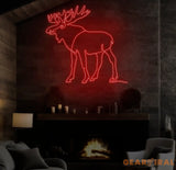 Custom Moose Neon Sign Personalized Animal LED Wall Art Rustic Cabin Neon Light Unique Home Decor Hunting Lodge Gift