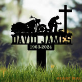 Custom Moto Rider Kneeling Memorial Plaque Stake Memorial Gifts for Loss of Brother Memorial Sign In Loving Memory Loss