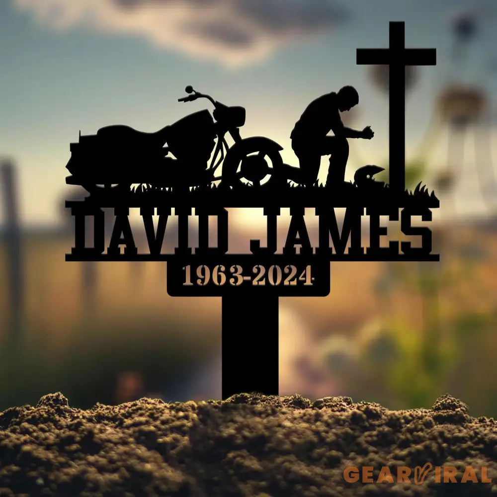 Custom Moto Rider Kneeling Memorial Plaque Stake Memorial Gifts for Loss of Brother Memorial Sign In Loving Memory Loss