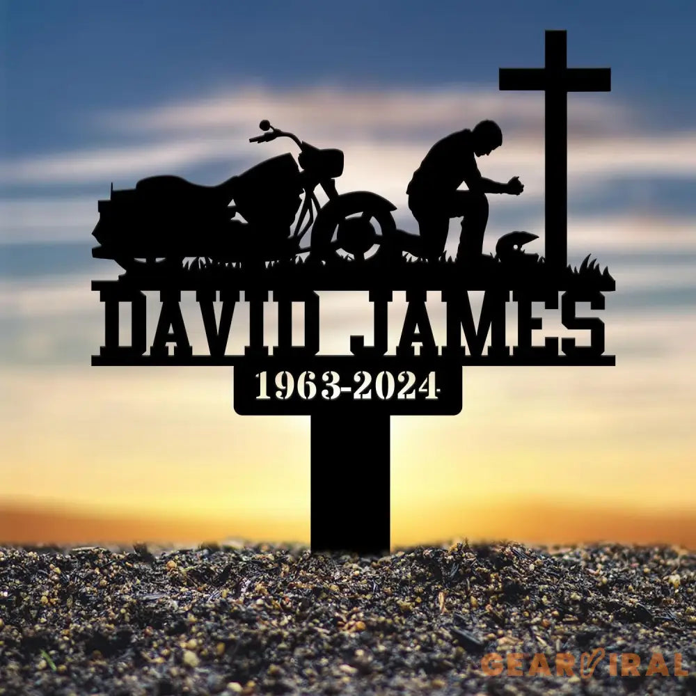Custom Moto Rider Kneeling Memorial Plaque Stake Memorial Gifts for Loss of Brother Memorial Sign In Loving Memory Loss