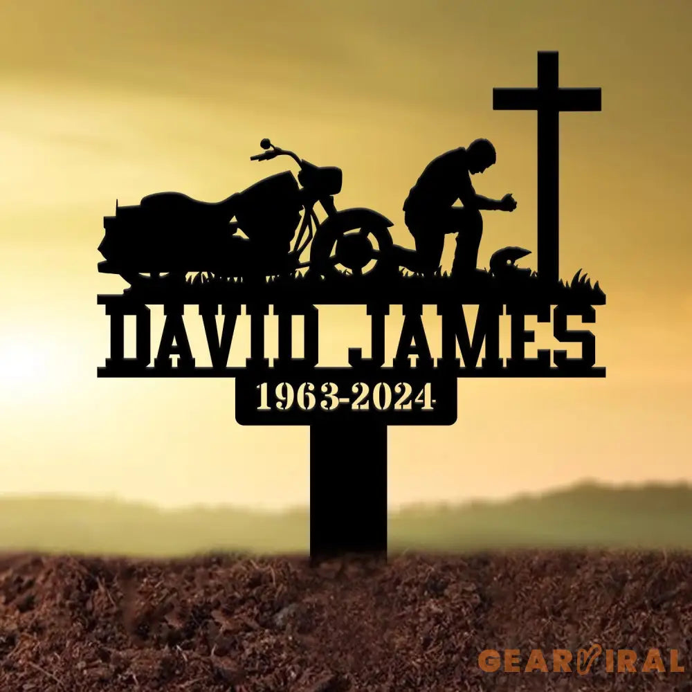 Custom Moto Rider Kneeling Memorial Plaque Stake Memorial Gifts for Loss of Brother Memorial Sign In Loving Memory Loss