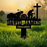 Custom Moto Rider Kneeling Memorial Plaque Stake Memorial Gifts for Loss of Brother Memorial Sign In Loving Memory Loss