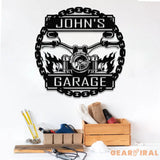 Custom Motorcycle Front Facing Flaming Handlebars Metal Sign Personalized Garage Sign Garage Decor Gift for Dad Husband