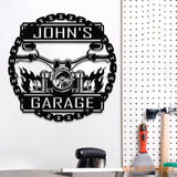 Custom Motorcycle Front Facing Flaming Handlebars Metal Sign Personalized Garage Sign Garage Decor Gift for Dad Husband