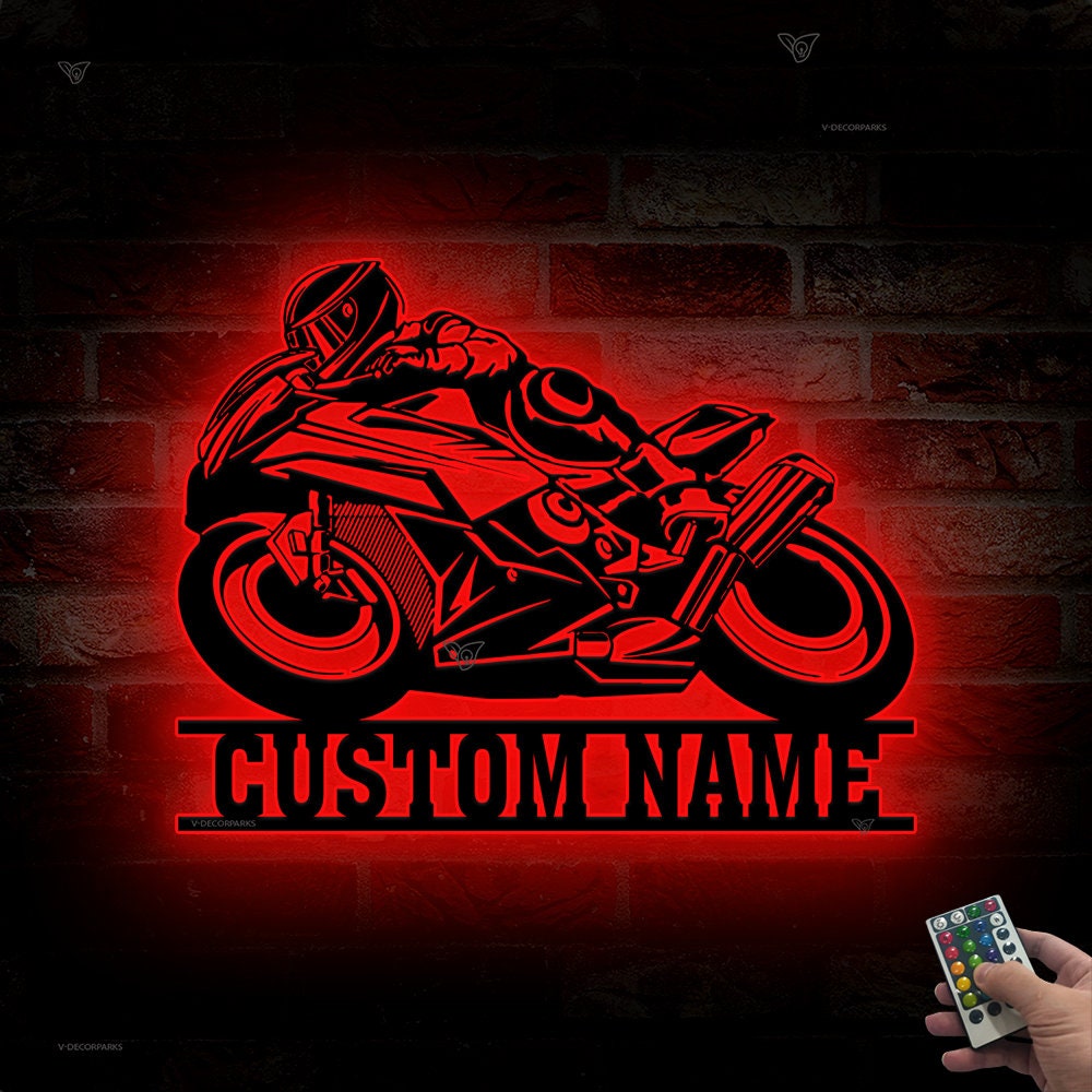 Custom Motorcycle Racing Led - Custom Name Metal Sign - Gift for Biker - Motorcycle Gift Sign | GearViral