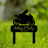 Custom Motorcycle Stake Sign - Personalized Biker Memorial Metal Yard Stake - Biker Memorial Gift - Motorcycle Grave Marker | GearViral