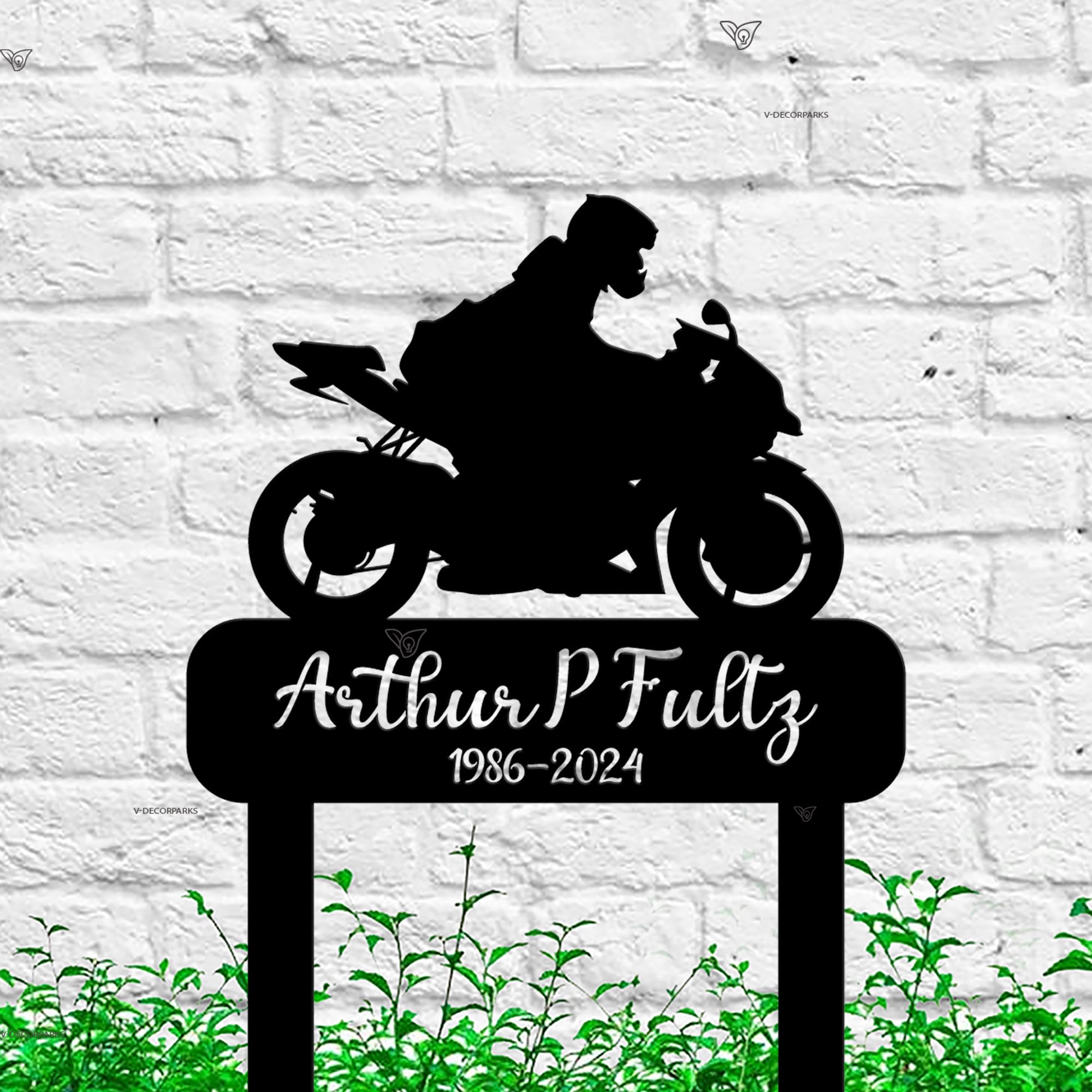 Custom Motorcycle Stake Sign - Personalized Biker Memorial Metal Yard Stake - Biker Memorial Gift - Motorcycle Grave Marker | GearViral