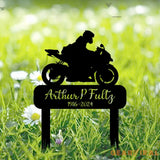 Custom Motorcycle Stake Sign - Personalized Biker Memorial Metal Yard Stake - Biker Memorial Gift - Motorcycle Grave