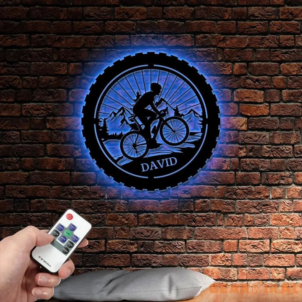 Custom Mountain Bike Metal Sign,Mountain Bicycle Biking Metal Wall Art,Personalized Biker Name Sign,Biker Home Garage