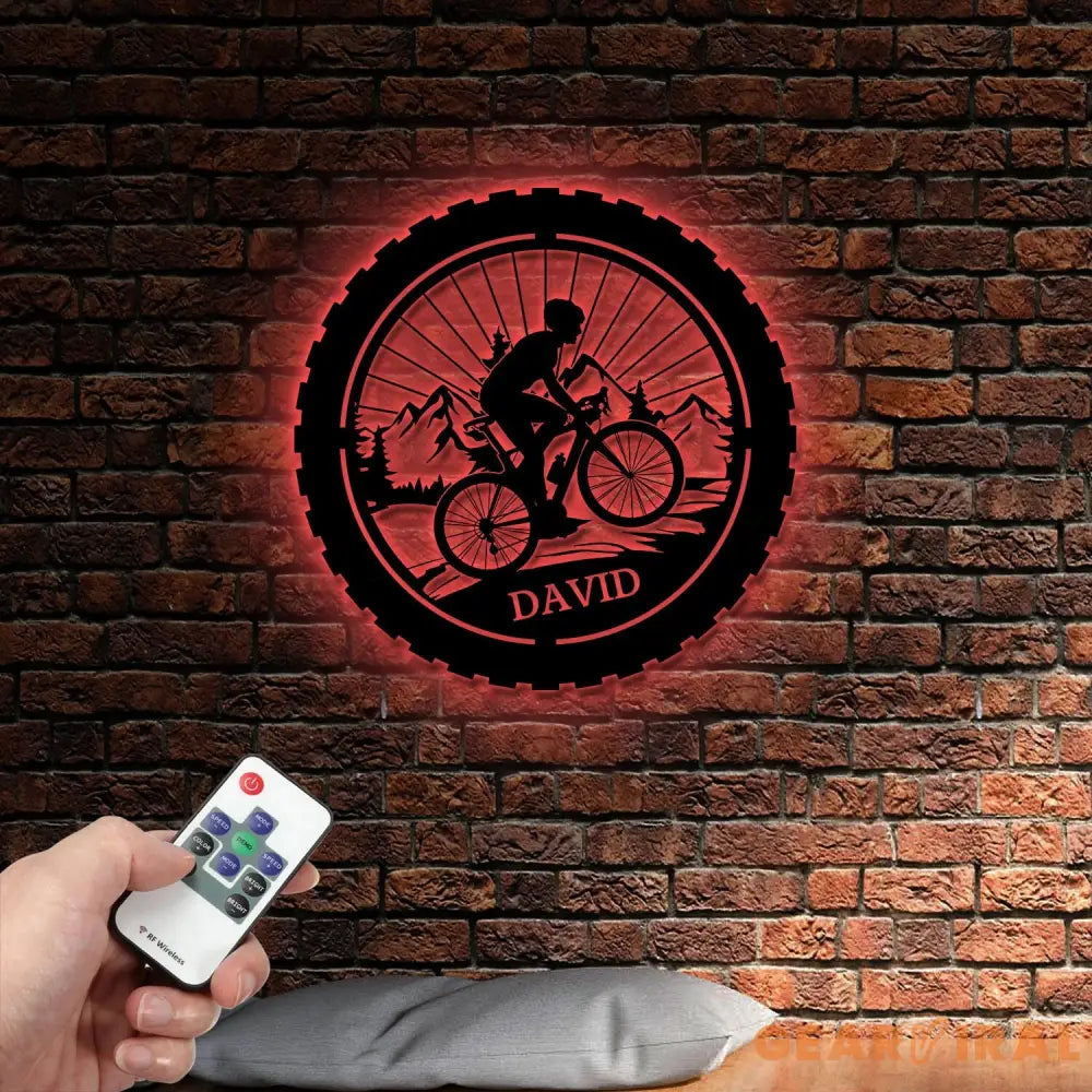 Custom Mountain Bike Metal Sign,Mountain Bicycle Biking Metal Wall Art,Personalized Biker Name Sign,Biker Home Garage
