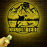 Custom Mountain Orca Metal Sign with LED Lights - Personalized Whale Wall Art - Ocean Wildlife Decor - Rustic Cabin &