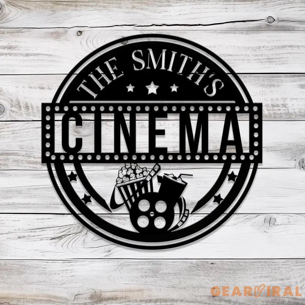 Custom Movie And Popcorn Metal Sign with LED Light Personalized Family Cinema Home Theater Name Sign Man Cave