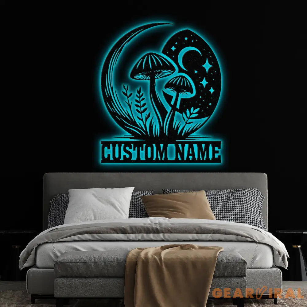 Custom Mushrooms Metal Sign with Led Lights Personalized Mushrooms Sign Mushrooms Metal Wall Art Bedroom Kitchen Garden