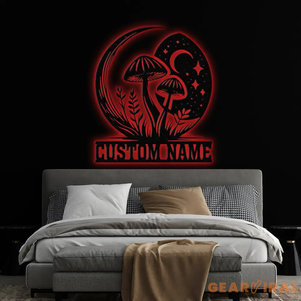 Custom Mushrooms Metal Sign with Led Lights Personalized Mushrooms Sign Mushrooms Metal Wall Art Bedroom Kitchen Garden