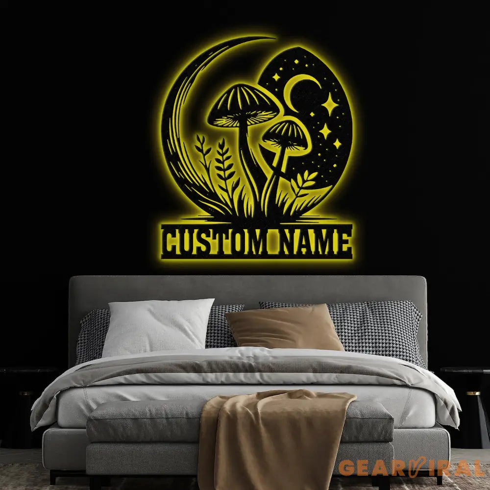 Custom Mushrooms Metal Sign with Led Lights Personalized Mushrooms Sign Mushrooms Metal Wall Art Bedroom Kitchen Garden