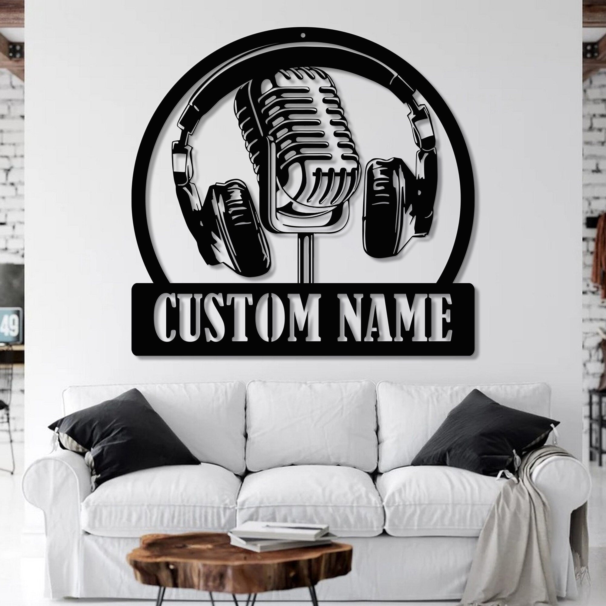 Custom Music Audio Studio Metal Wall Art LED Light - Music Gift - Personalized Microphone Headphones Name Sign - Home Decor Musical Musician Room | GearViral