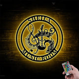 Custom Music Room Sign with Led Light - Guitar Piano Musical Instruments - Music Note Wall Decor Music Lover - Music