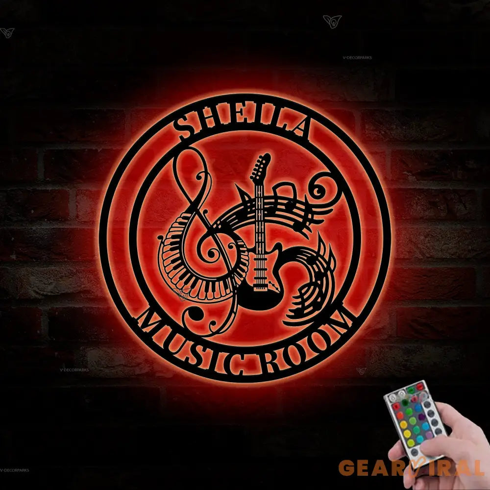 Custom Music Room Sign with Led Light - Guitar Piano Musical Instruments - Music Note Wall Decor Music Lover - Music