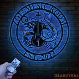 Custom Music Room Sign with LED Light Music Studio Wall Decor Musician Gift Cello & Piano Instrument Art Music Note