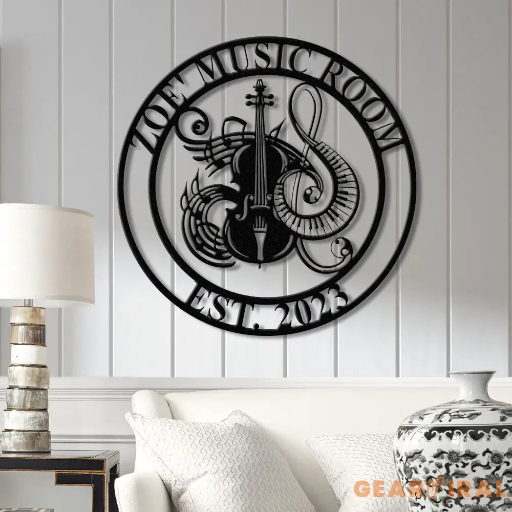 Custom Music Room Sign with LED Light Music Studio Wall Decor Musician Gift Cello & Piano Instrument Art Music Note